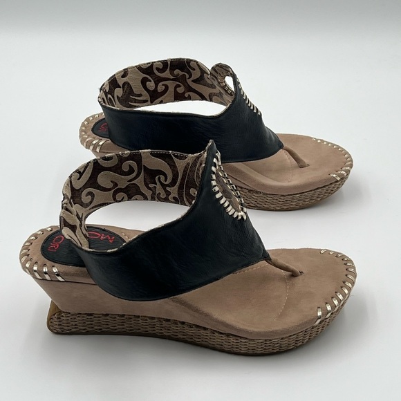 Modzori Lucia Reversible Wedge Sandals Black Tan Metallic Travel Size 9 Boho - Picture 4 of 16